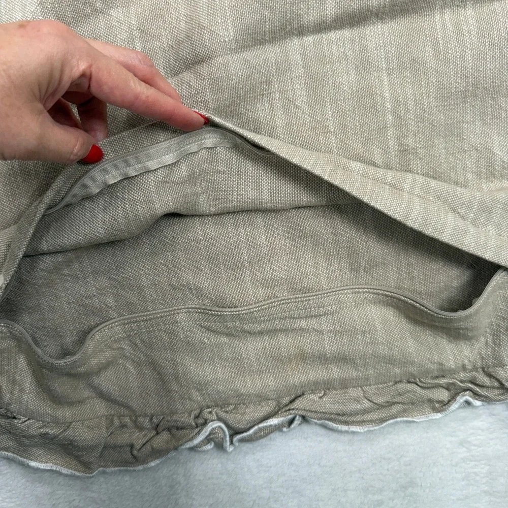Magaschoni Home 24x24 Pillow Sham Ruffle Edge Cotton Textured Tan Euro Square